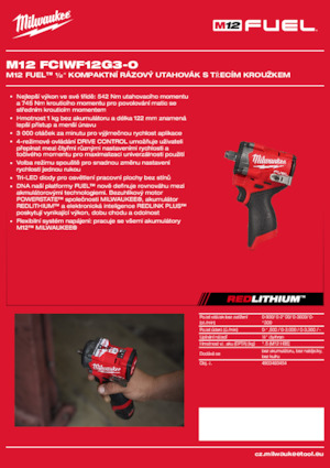 Акумулаторни ударни винтоверти и гаечни ключове Milwaukee M12 FCIWF12G3-0