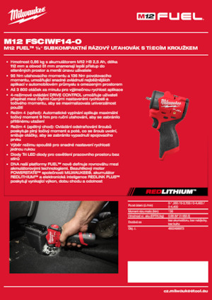 Акумулаторни ударни винтоверти и гаечни ключове Milwaukee M12 FSCIWF14-0