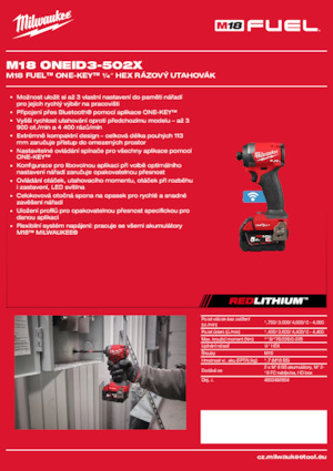 Акумулаторни ударни винтоверти и гаечни ключове Milwaukee M18 ONEID3-502X