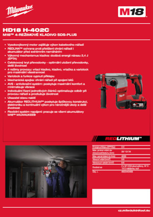Акумулаторни къртачи SDS Milwaukee HD18 H-402C