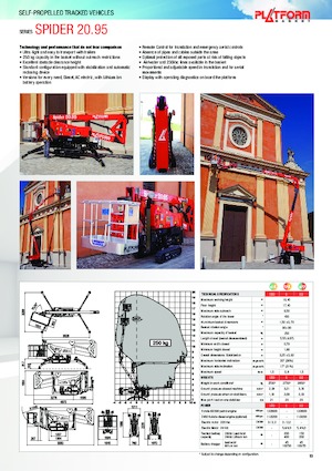 Пълзящи повдигачи с подвижна стрела Platform Basket SPIDER 20.95 E
