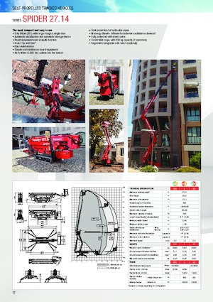 Пълзящи повдигачи с подвижна стрела Platform Basket SPIDER 27.14 ED