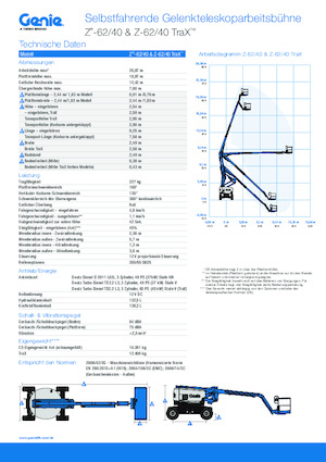 Пълзящи повдигачи с подвижна стрела Genie Z-62/40 TraX