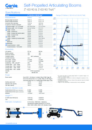 Пълзящи повдигачи с подвижна стрела Genie Z-62/40 TraX