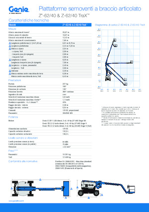 Пълзящи повдигачи с подвижна стрела Genie Z-62/40 TraX