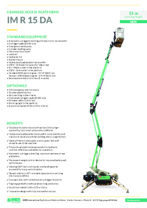 Пълзящи повдигачи с подвижна стрела Imer IM R 15 DA