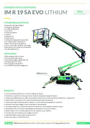 Пълзящи повдигачи с подвижна стрела Imer IM R 19 SA Evo Lithium