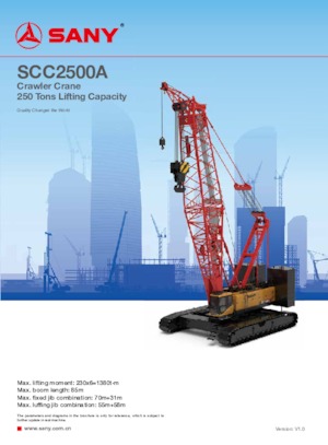 Верижни кранове - решетъчна стрела Sany SCC2500A