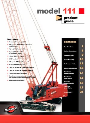 Верижни кранове - решетъчна стрела Manitowoc 111 E