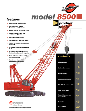 Верижни кранове - решетъчна стрела Manitowoc 8500 E