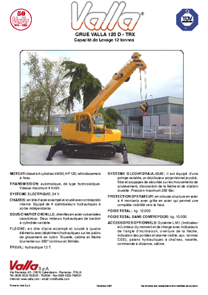 Верижни кранове - телескопична стрела Valla 120 TRX-D