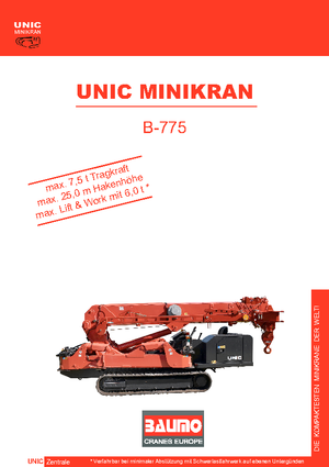 Верижни кранове - телескопична стрела UNIC B 775