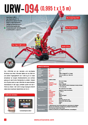 Верижни кранове - телескопична стрела UNIC URW 094