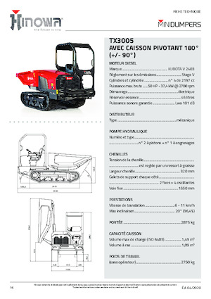 Самосвали на вериги Hinowa TX3005