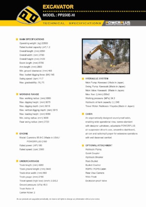 Верижни екскаватори PowerPlus PP250E-XI