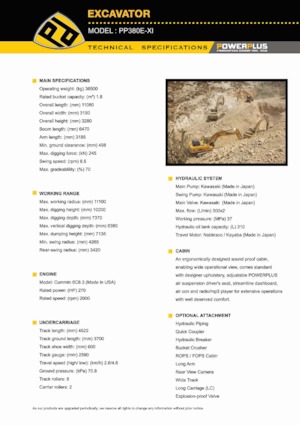 Верижни екскаватори PowerPlus PP380E-XI