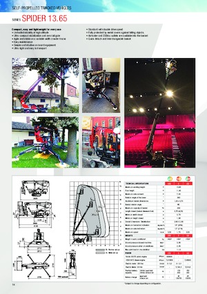 Пълзящи телескопични подемници Platform Basket SPIDER 13.65 ED