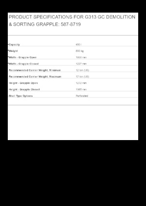 Захват за сортиране и разрушаване Caterpillar G313 GC