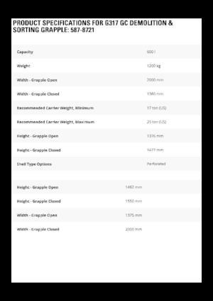 Захват за сортиране и разрушаване Caterpillar G317 GC