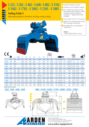 Захват за сортиране и разрушаване Arden S 3001