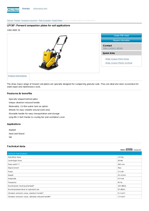 Виброплочи с преден ход Atlas Copco LF 130