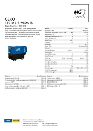 Дизелови генератори Geko ® 11010 E-S/MEDA