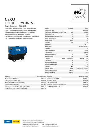 Дизелови генератори Geko ® 15010 E-S/MEDA