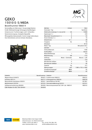 Дизелови генератори Geko ® 15010 E-S/MEDA