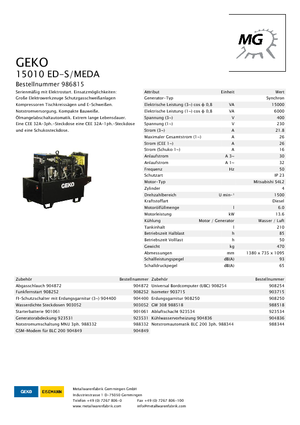 Дизелови генератори Geko ® 15010 ED-S/MEDA