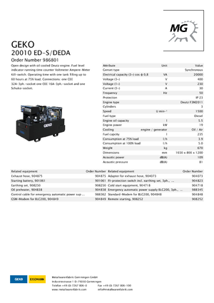 Дизелови генератори Geko ® 20010 ED-S/DEDA