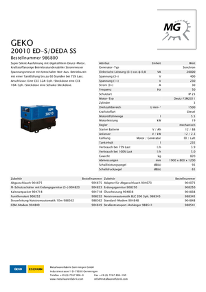 Дизелови генератори Geko ® 20010 ED-S/DEDA