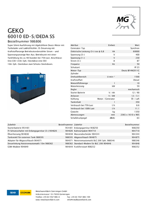 Дизелови генератори Geko ® 60010 ED-S/DEDA