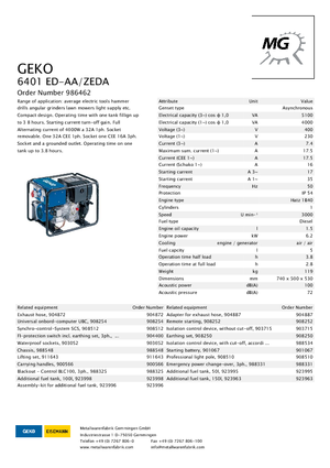 Дизелови генератори Geko ® 6401 ED-AA/ZEDA