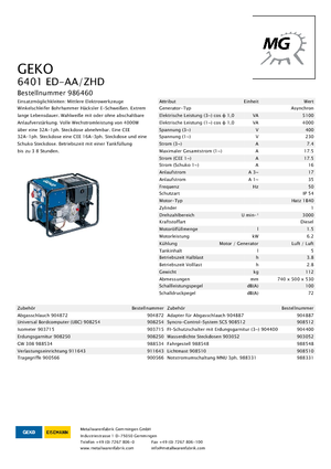 Дизелови генератори Geko ® 6401 ED-AA/ZHD