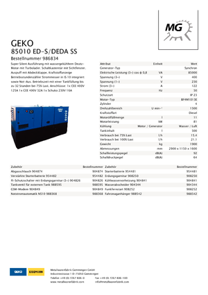 Дизелови генератори Geko ® 85010 ED-S/DEDA