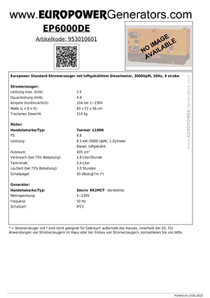 Дизелови генератори Europower EP6000DE (S)