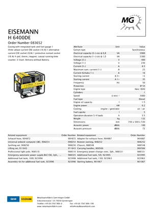 Дизелови генератори Eisemann H 6400 DE