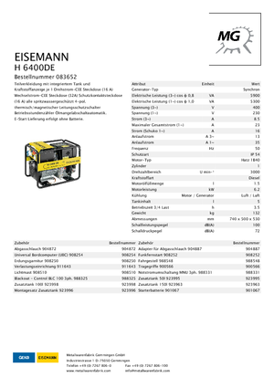 Дизелови генератори Eisemann H 6400 DE