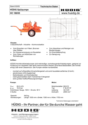 Промивни помпи дизел Hüdig HC 180/05
