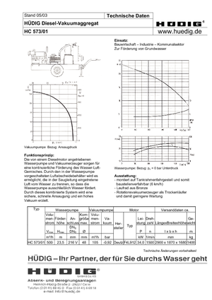 Агрегати за понижаване на подпочвените води Hüdig HC 573/01