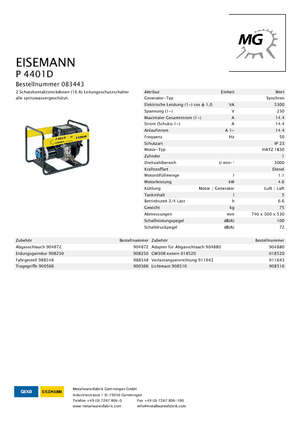 Дизелови генератори Eisemann P 4401 D