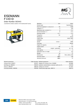 Дизелови генератори Eisemann P 4401 D