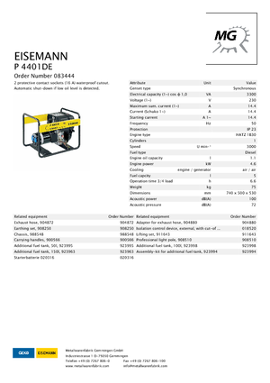 Дизелови генератори Eisemann P 4401 DE