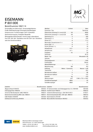 Дизелови генератори Eisemann P 8010 DE
