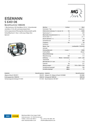 Дизелови генератори Eisemann S 6401 DE