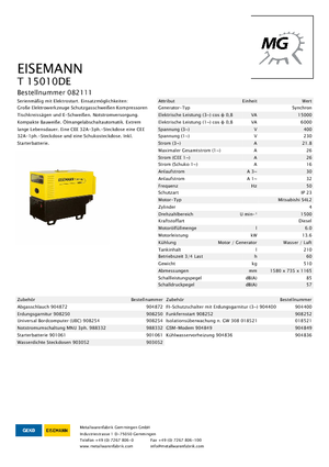 Дизелови генератори Eisemann T 15010 DE