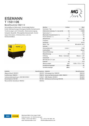 Дизелови генератори Eisemann T 15011 DE