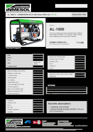 Дизелови генератори INMESOL AL 1000-E