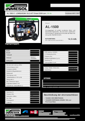 Дизелови генератори INMESOL AL 1500-E
