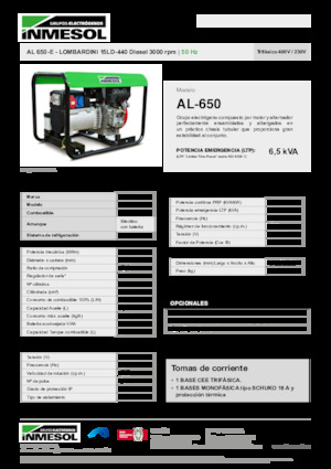 Дизелови генератори INMESOL AL 650-E